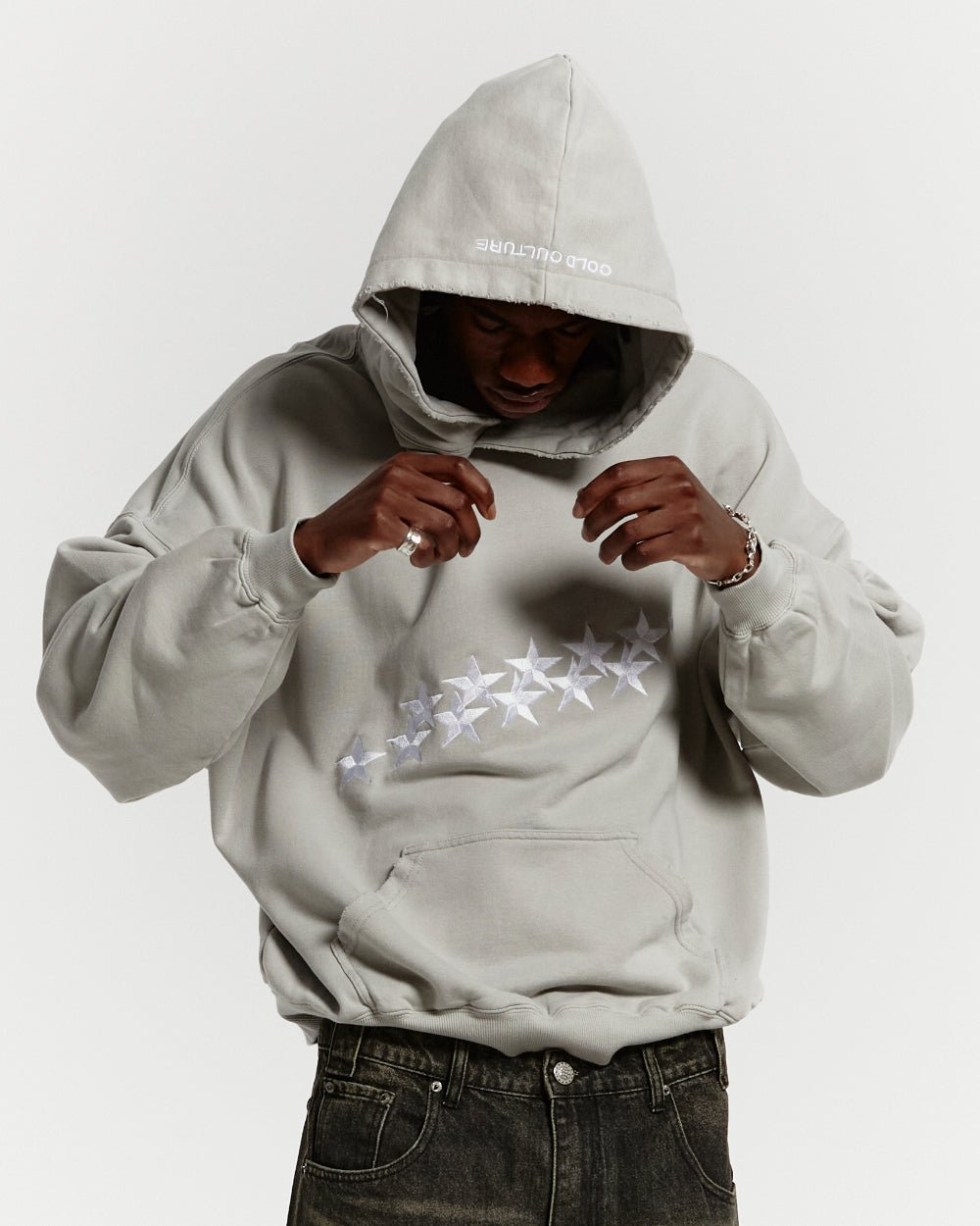 STARS HOODIE PALE GREY - COLD CULTURE