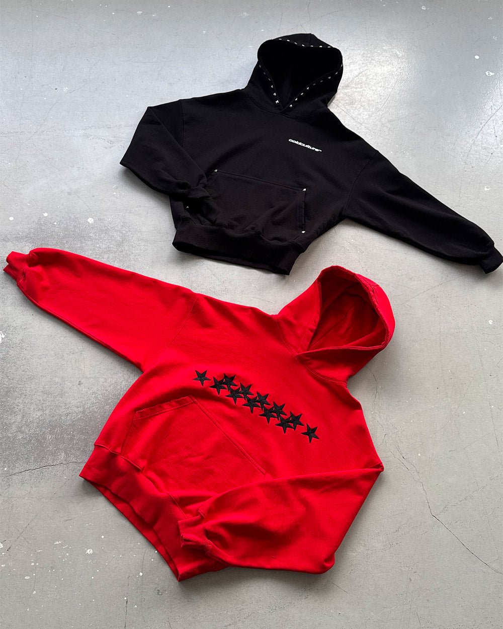 STARS HOODIE RED & BLACK - Cold Culture