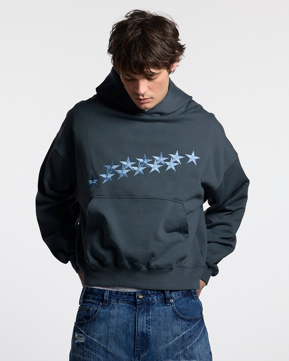 STARS HOODIE SLATE BLUE - Cold Culture