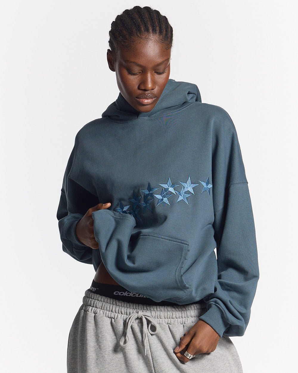 STARS HOODIE SLATE BLUE - COLD CULTURE