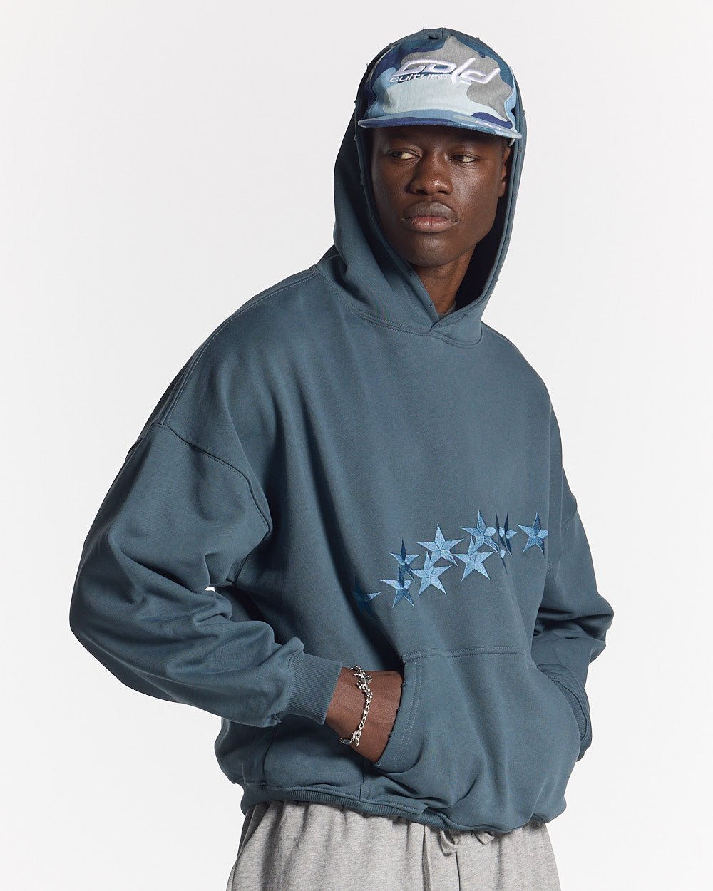 STARS HOODIE SLATE BLUE - COLD CULTURE