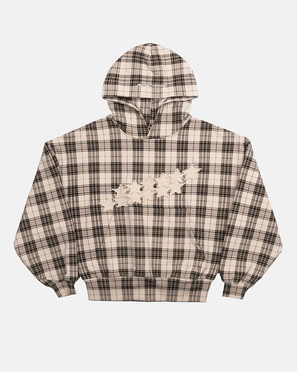 STARS TARTAN HOODIE BEIGE - Cold Culture