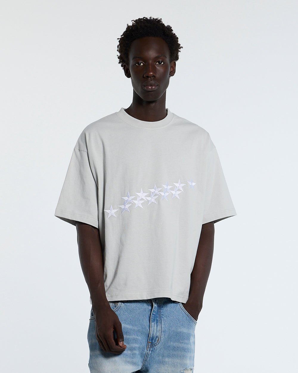 STARS TEE PALE GREY - Cold Culture