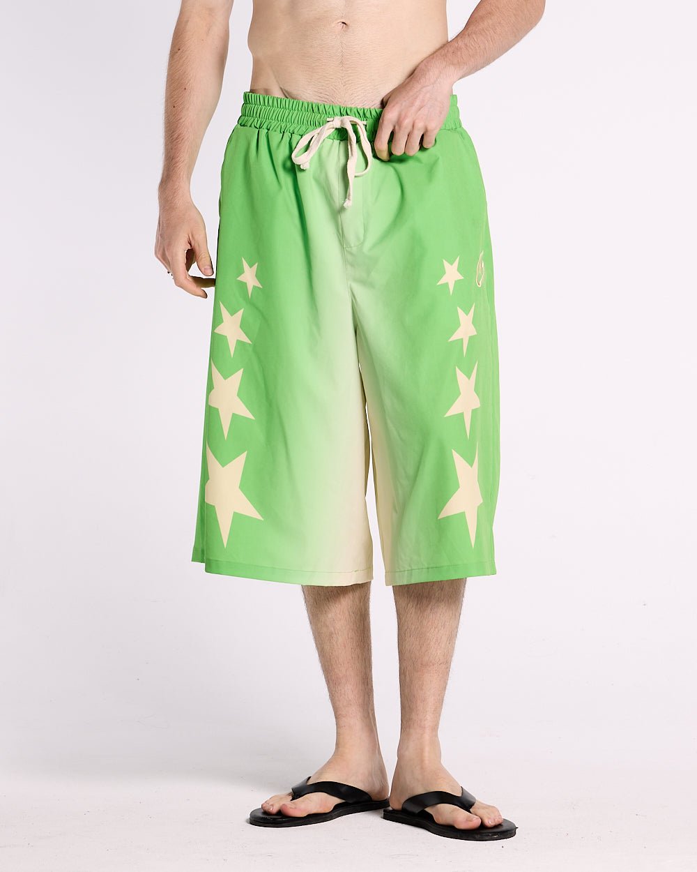 STARS WIDE SWIM SHORTS GREEN - COLD CULTURE