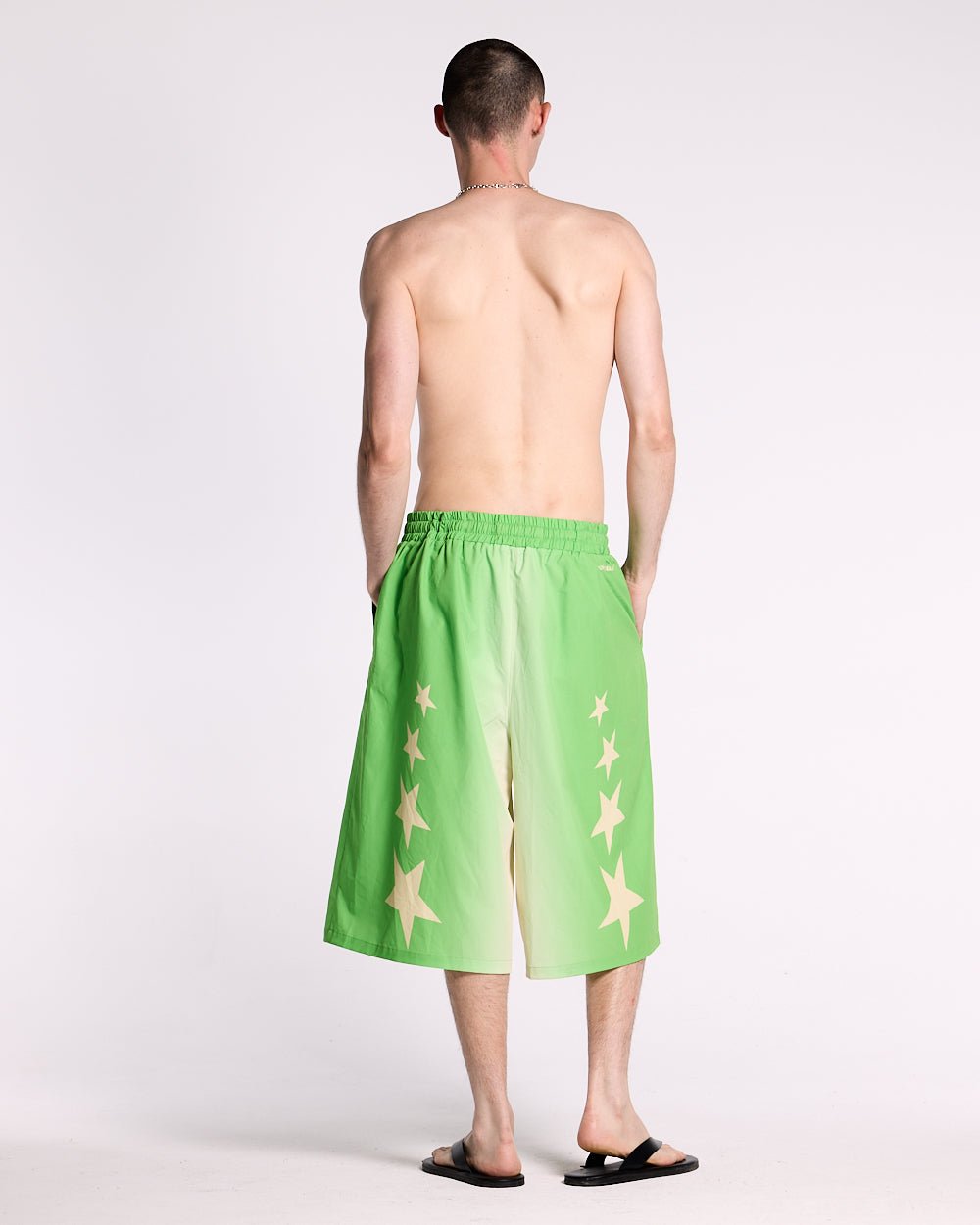 STARS WIDE SWIM SHORTS GREEN - COLD CULTURE