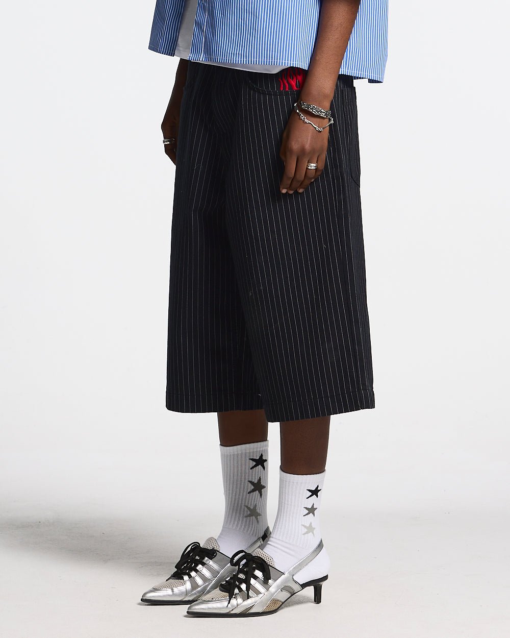 STRIPE FADE JORTS BLACK - COLD CULTURE