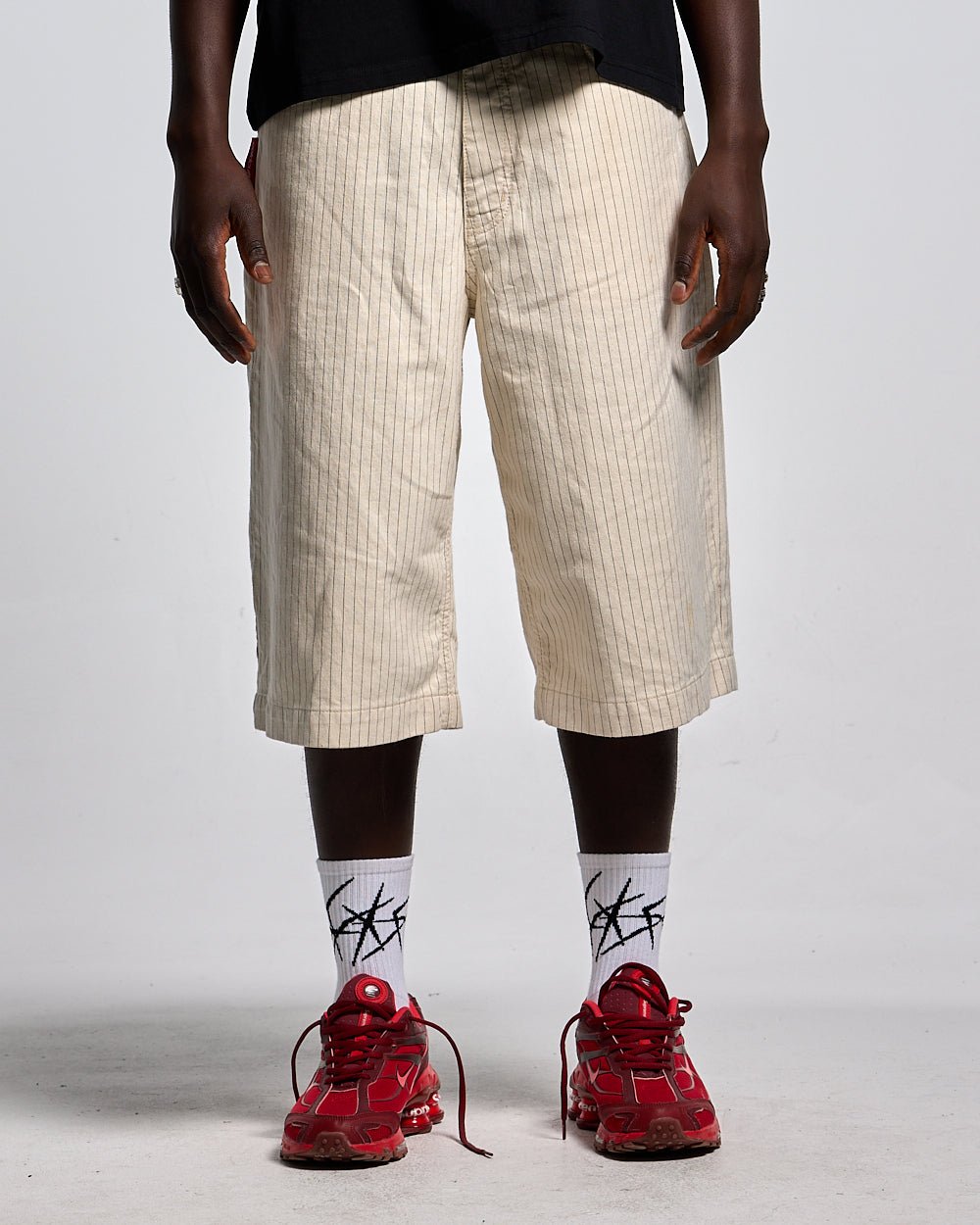 STRIPE FADE JORTS WHITE - COLD CULTURE