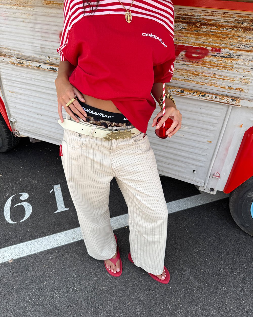STRIPE FADE PANTS WHITE - COLD CULTURE