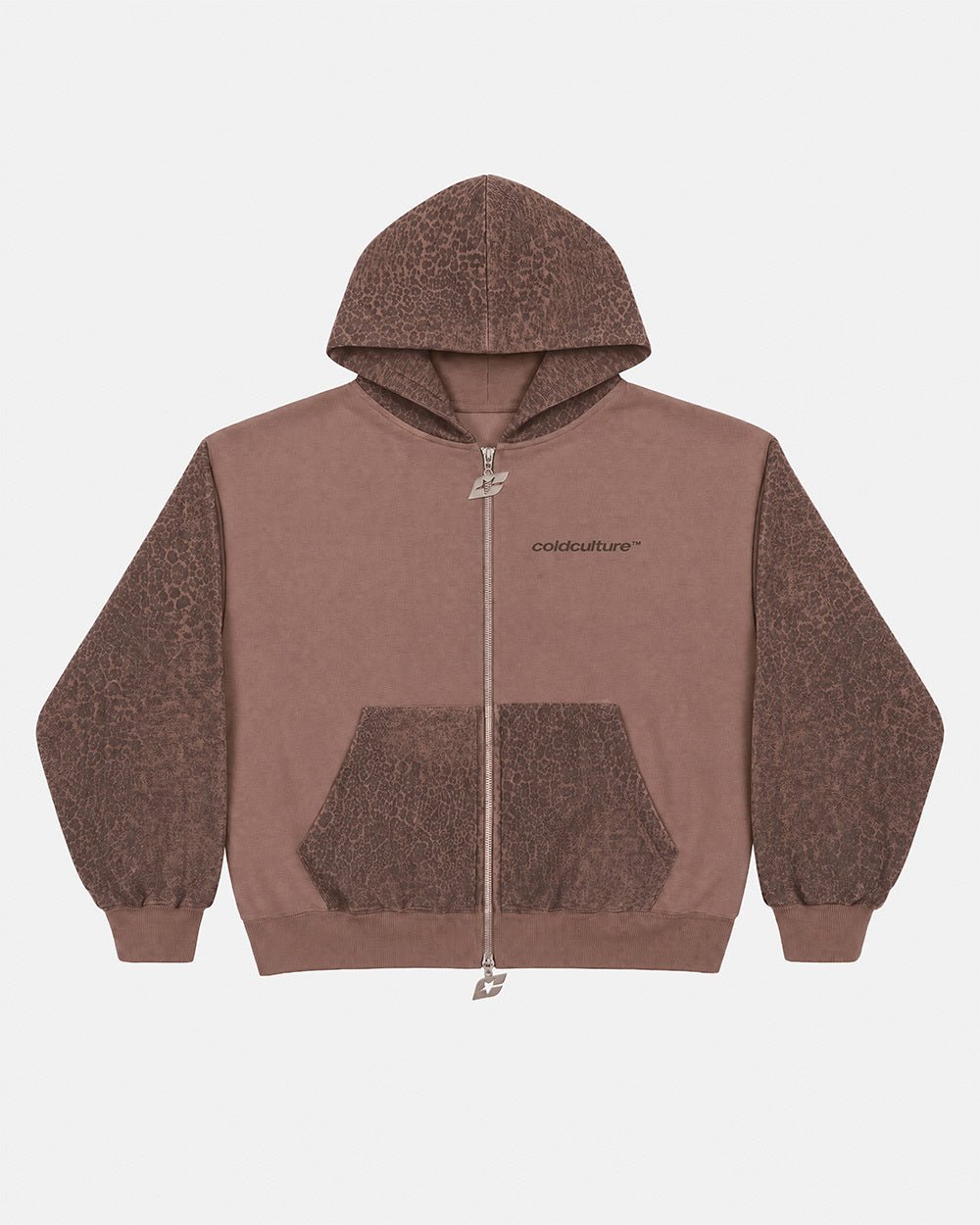 STRIPE ZIP HOODIE BROWN - Cold Culture