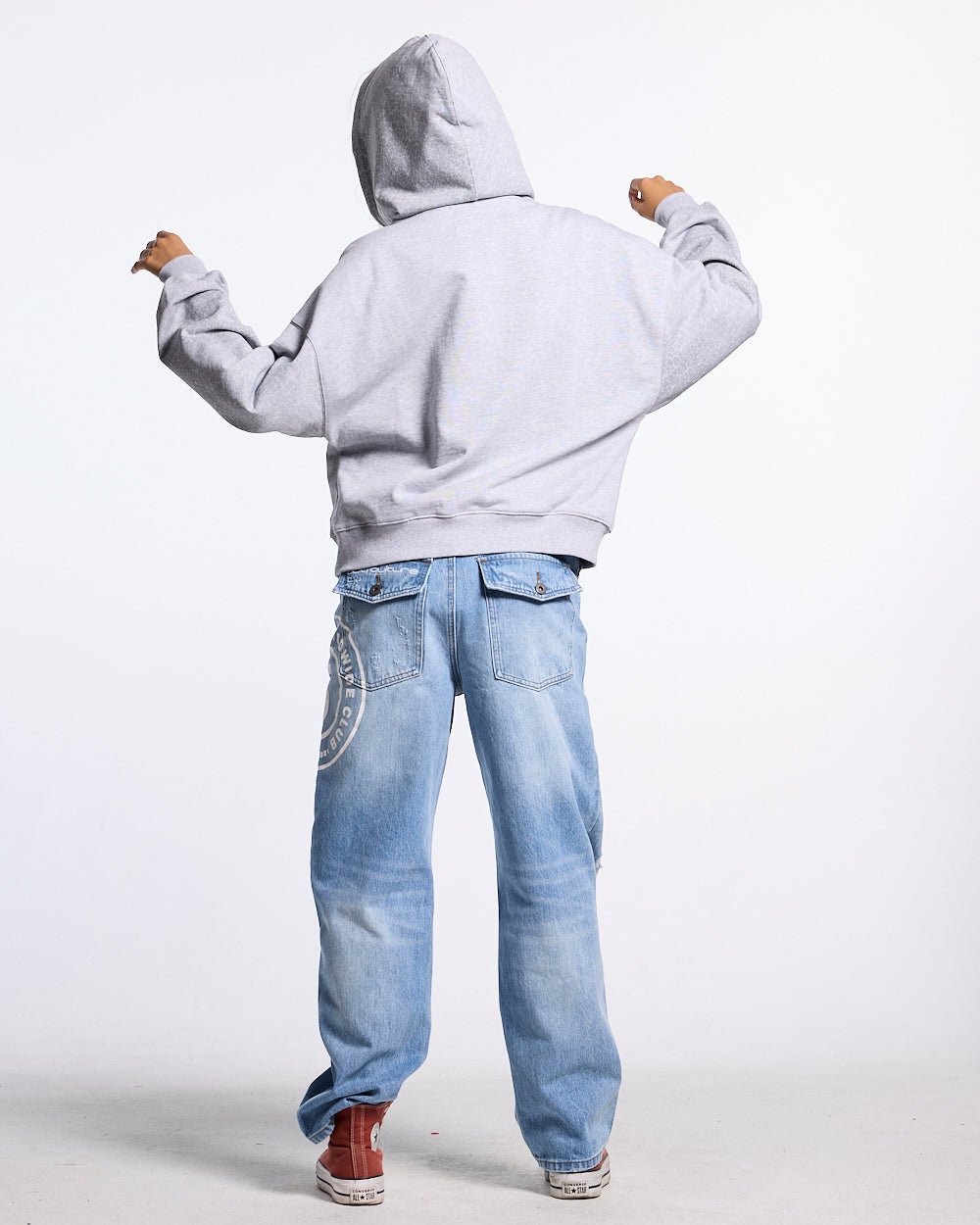 STRIPE ZIP HOODIE HEATHER GREY - Cold Culture