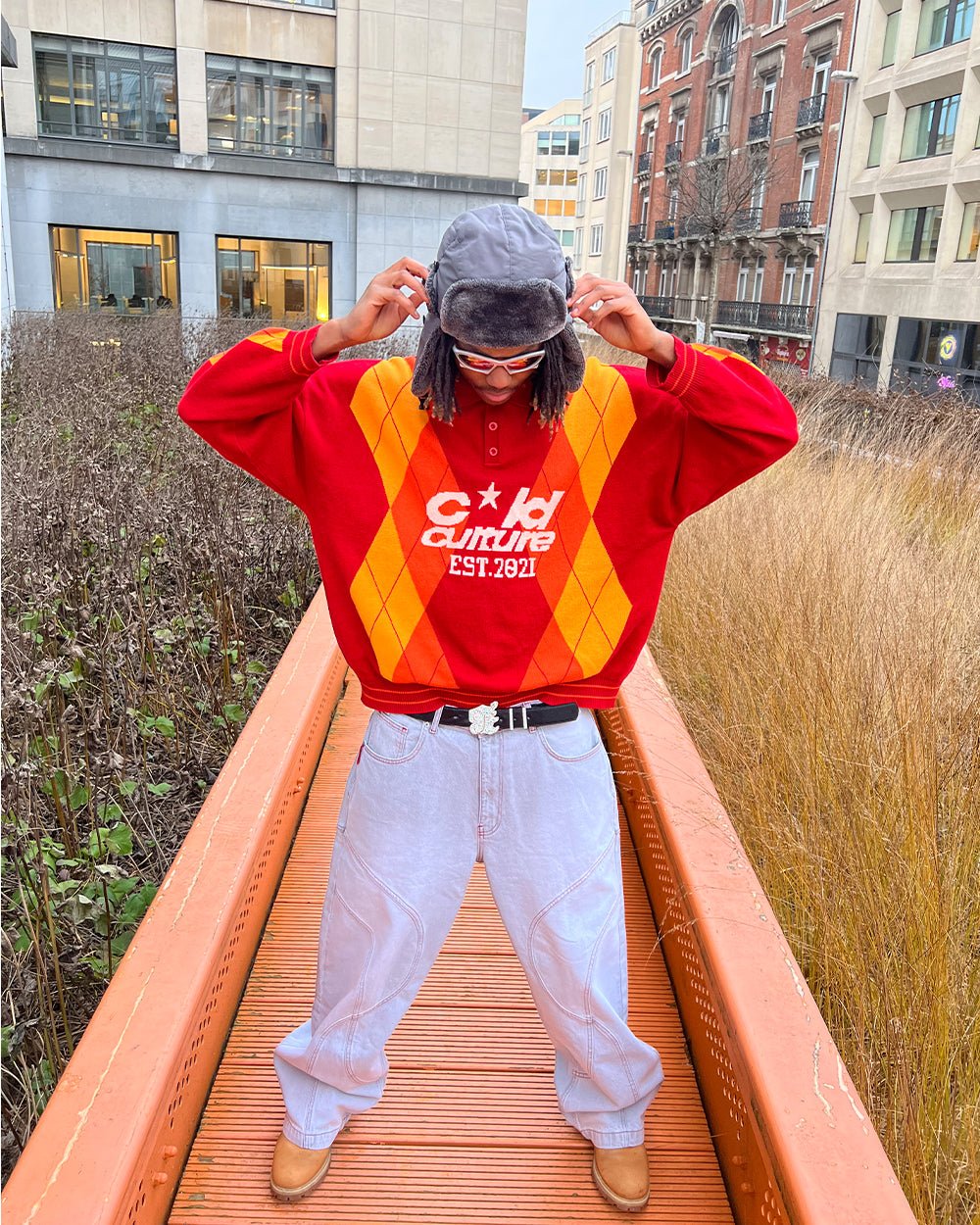 STRUCTURE COLLAR KNIT RUBY RED - COLD CULTURE