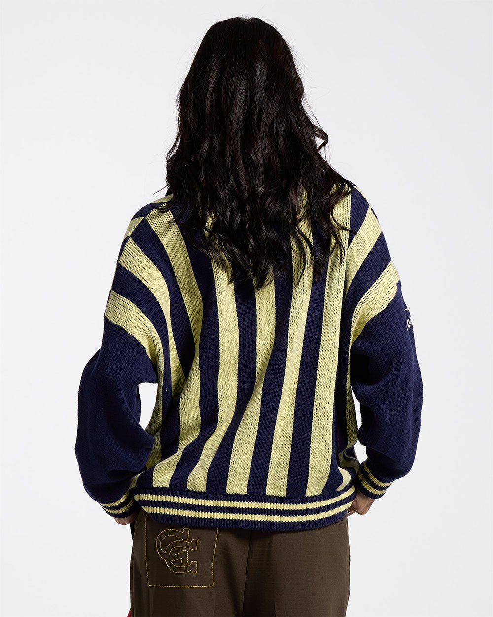 STRUCTURE COLLAR SWEATSHIRT KNIT BLUE/YELLOW - COLD CULTURE