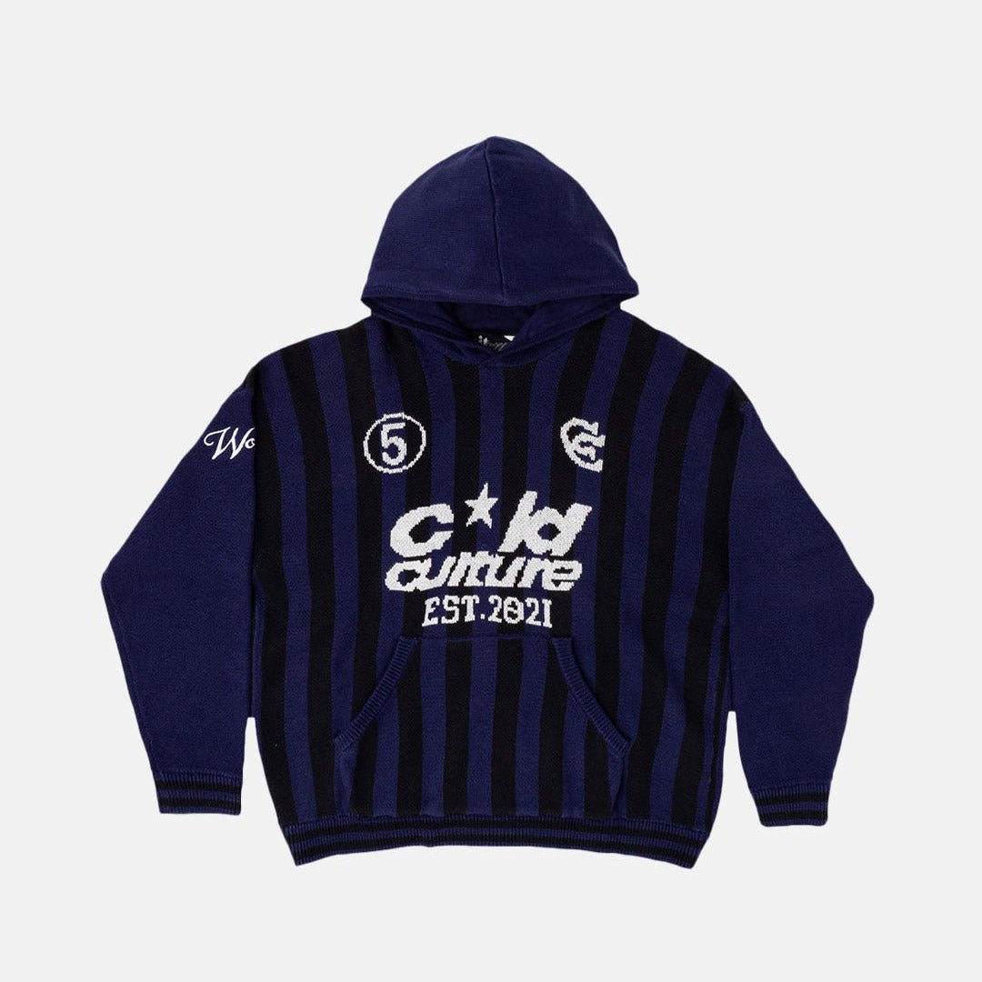 STRUCTURE KNIT HOODIE MIDNIGHT BLUE - Cold Culture