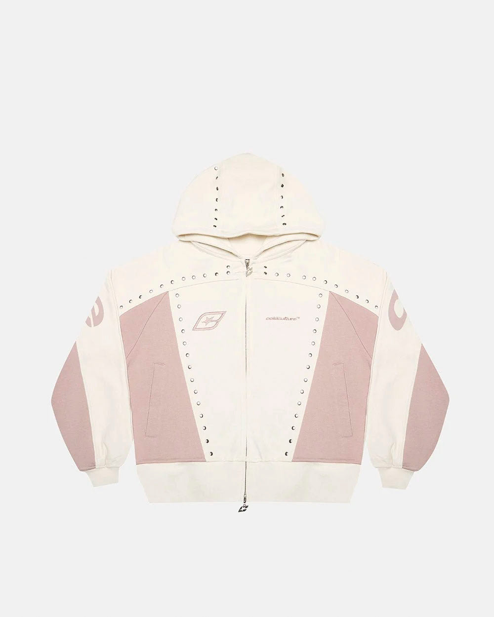 STUD ZIP HOODIE LIGHT GREY