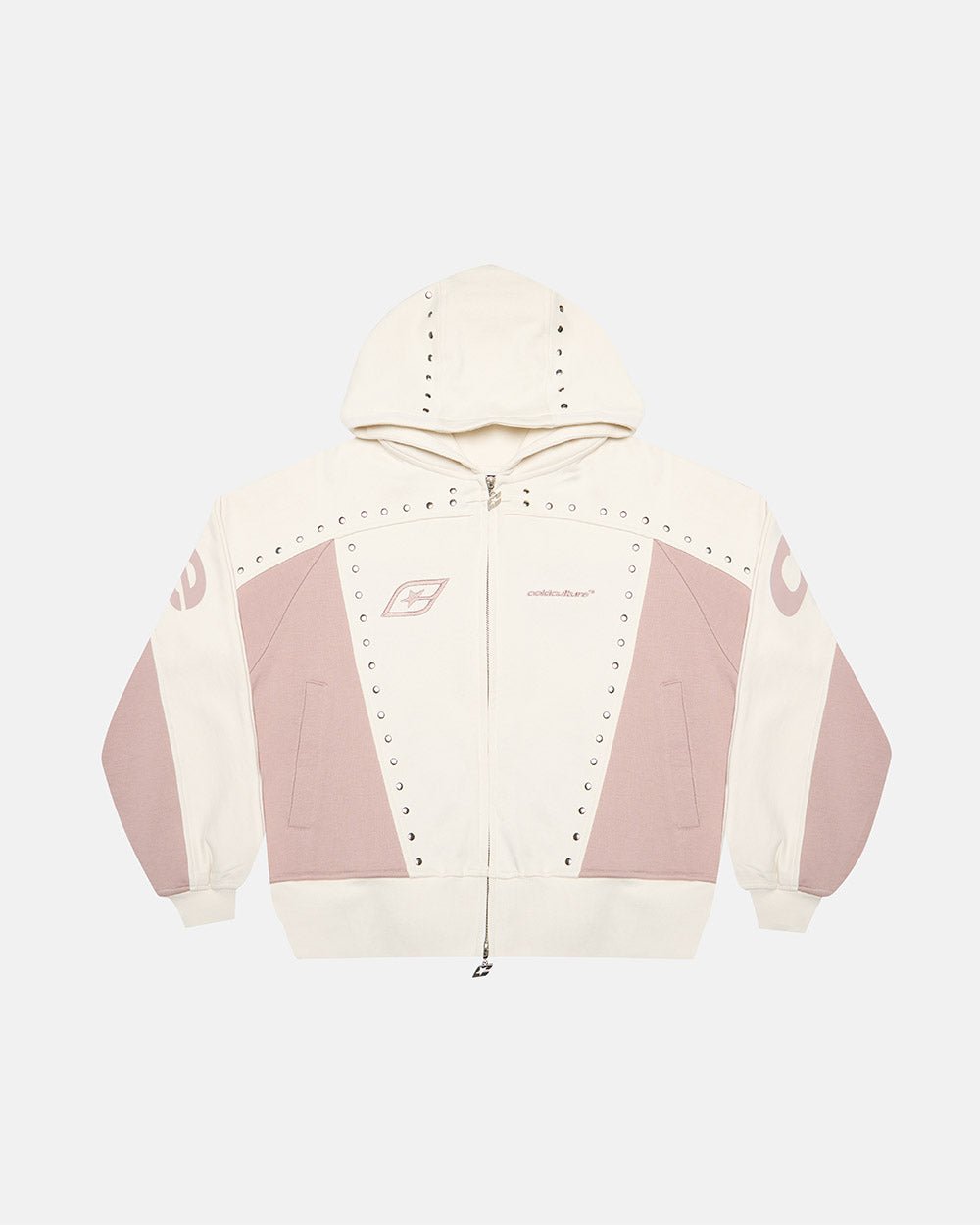STUD ZIP HOODIE LIGHT GREY - COLD CULTURE