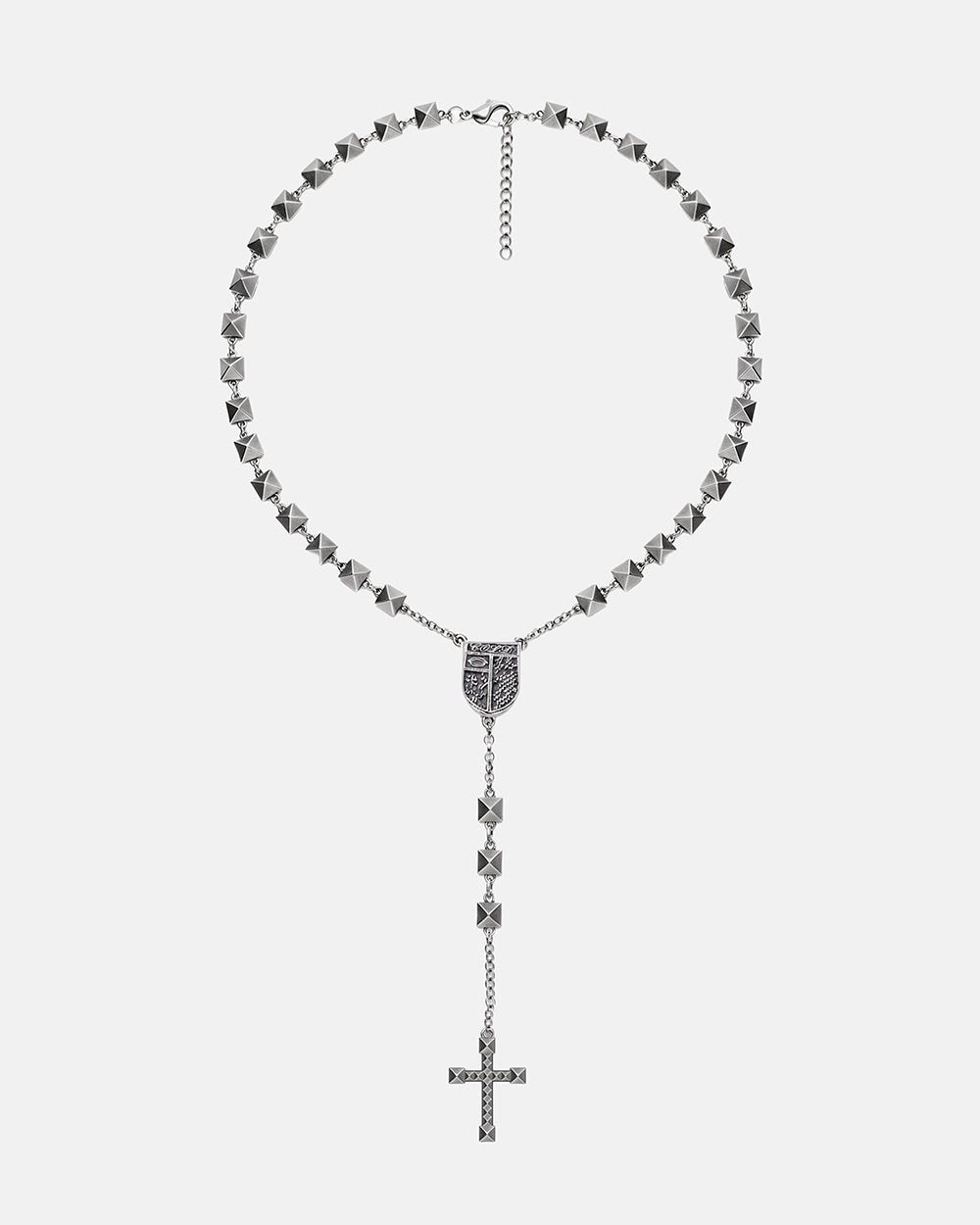 STUDDED ROSARY NECKLACE SILVER - Cold Culture