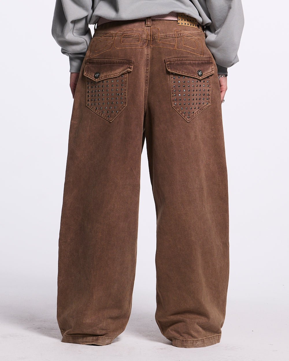 STUDS JEANS BROWN DENIM - COLD CULTURE