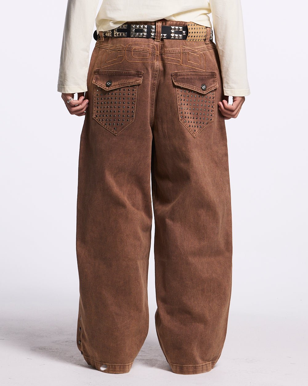 STUDS JEANS BROWN DENIM - COLD CULTURE