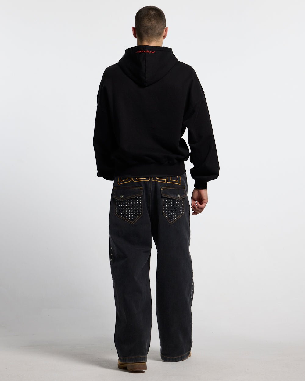 STUDS PANTS BLACK DENIM - Cold Culture