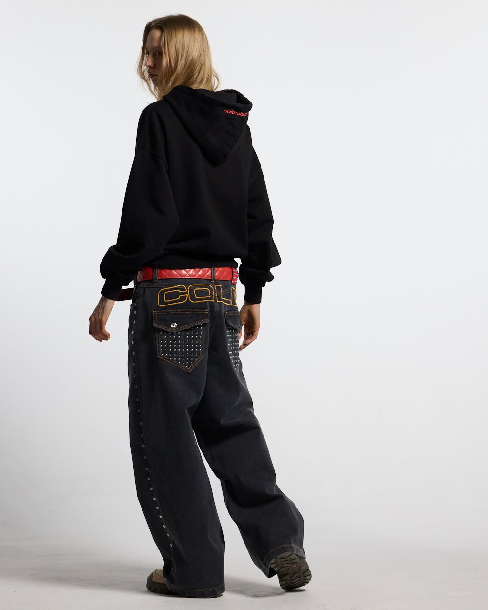 STUDS PANTS BLACK DENIM - Cold Culture