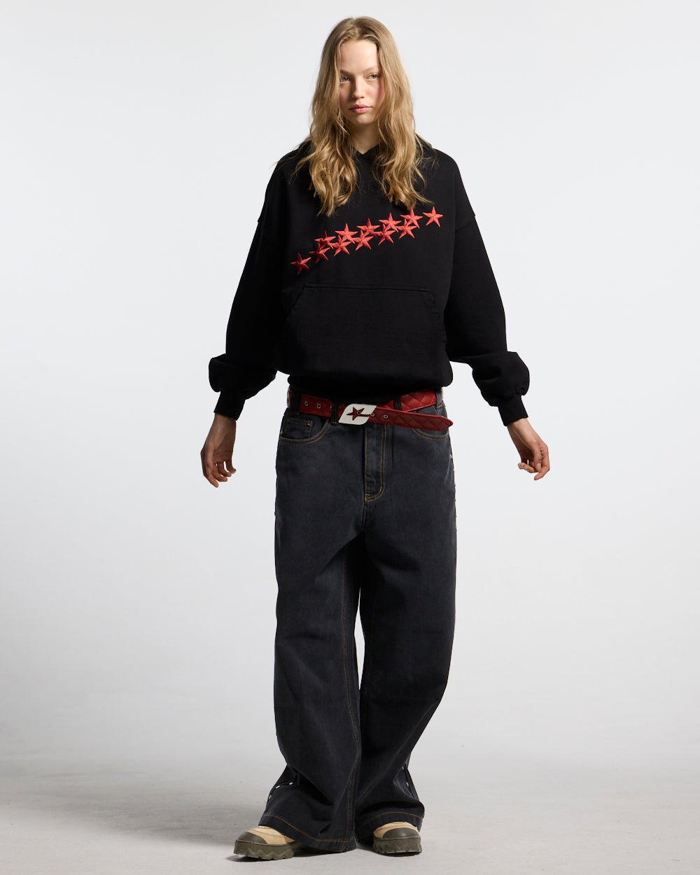 STUDS PANTS BLACK DENIM - Cold Culture