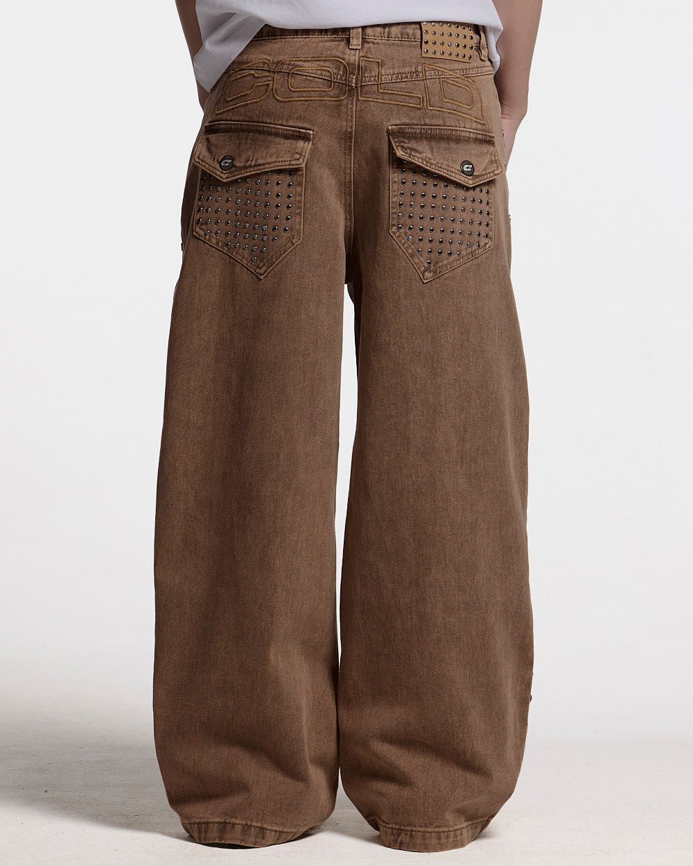 STUDS PANTS BROWN DENIM - Cold Culture #woman