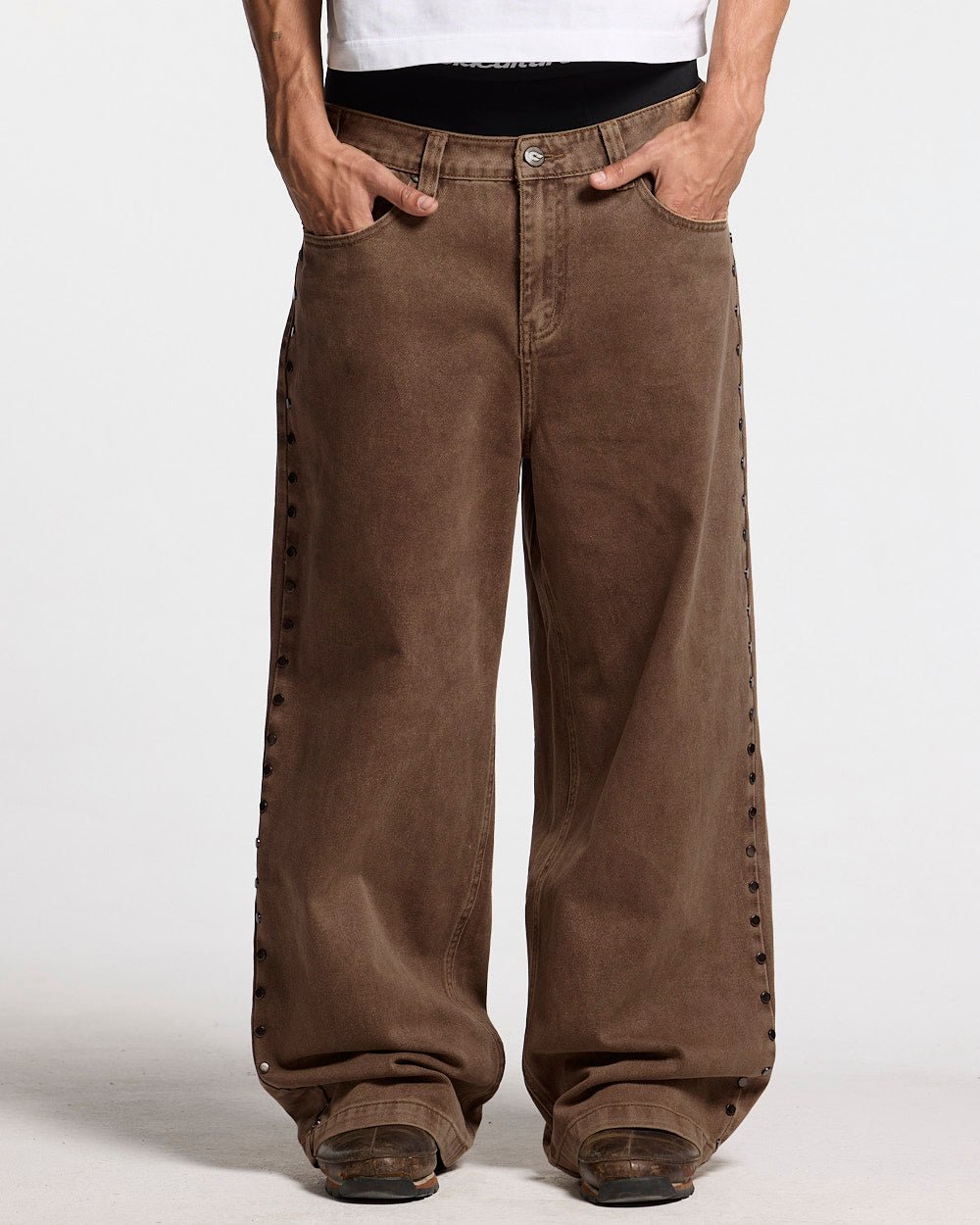 STUDS PANTS BROWN DENIM - Cold Culture #man