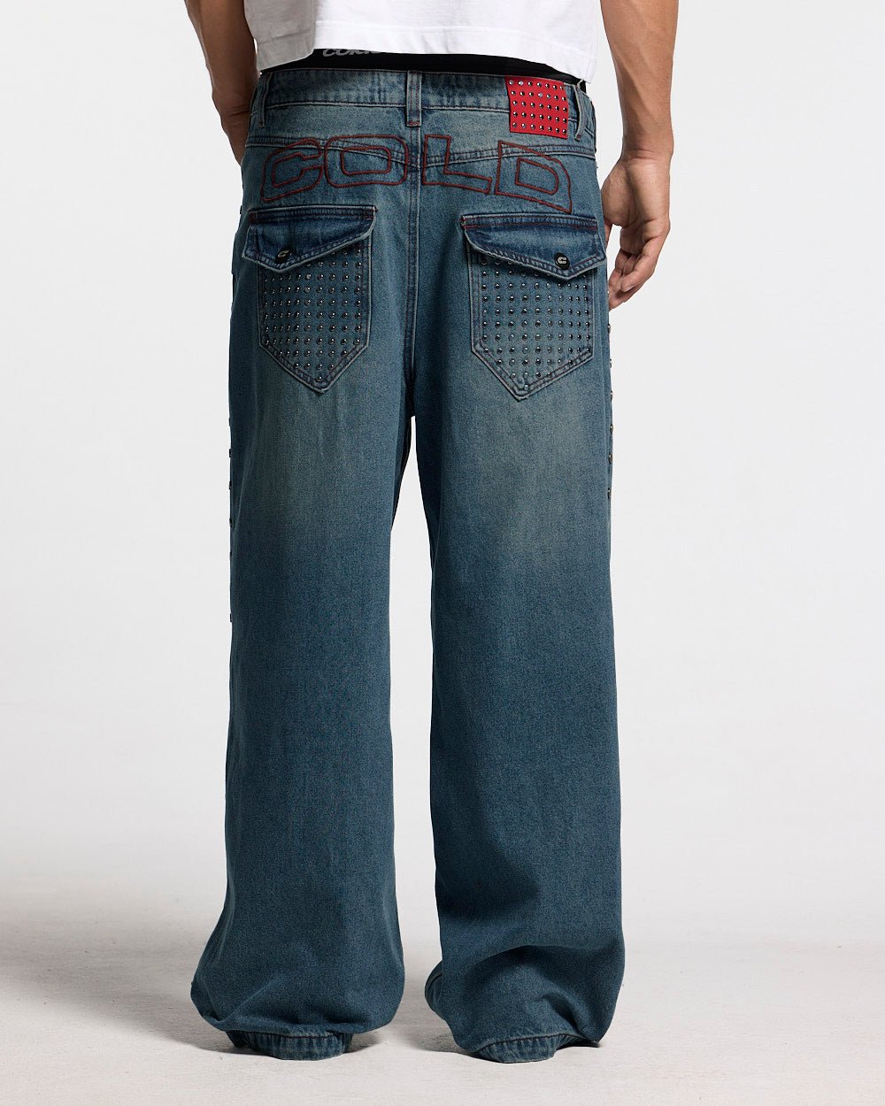STUDS PANTS LIGHT BLUE DENIM - Cold Culture #man