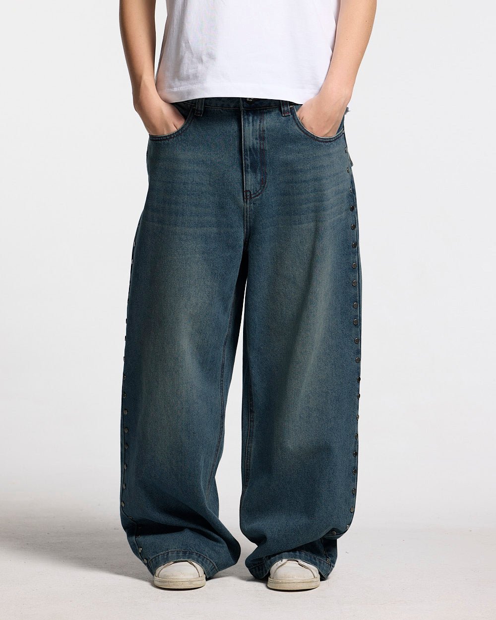 STUDS PANTS LIGHT BLUE DENIM - Cold Culture #woman