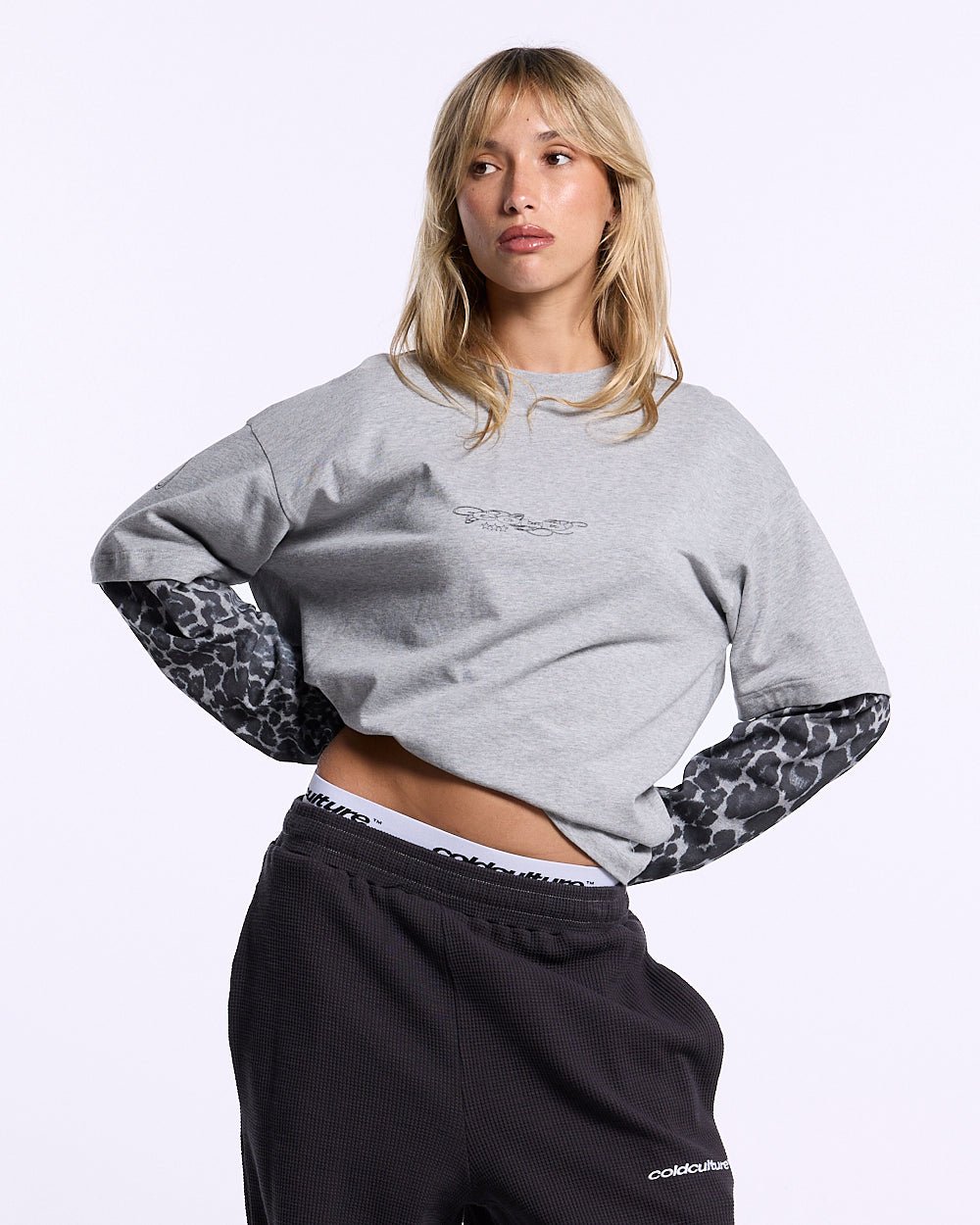 TABBY DOUBLE LONGSLEEVE TEE HEATHER GREY - Cold Culture