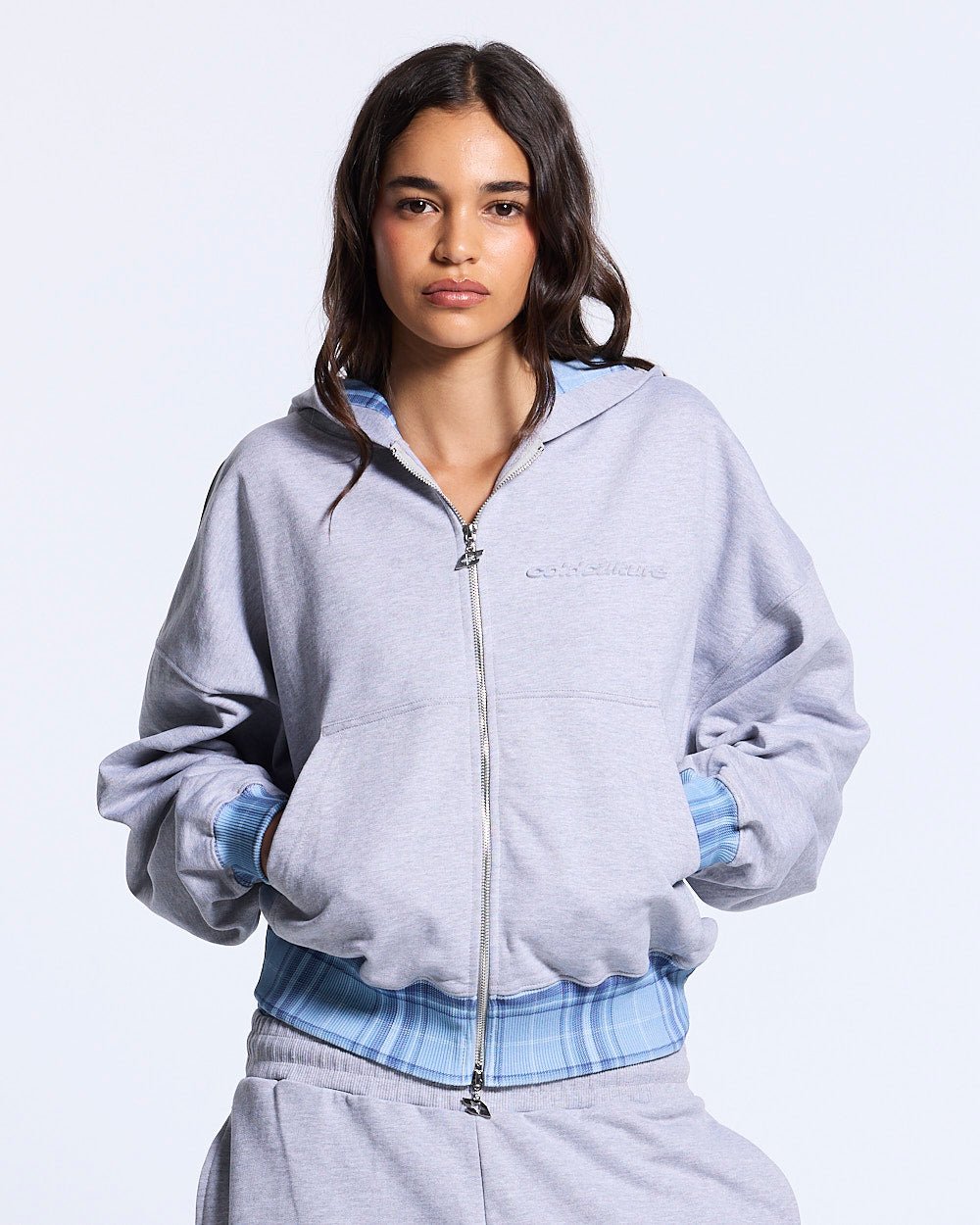 TAKE A PEAK ZIP HOODIE HEATHER GREY - Cold Culture #woman