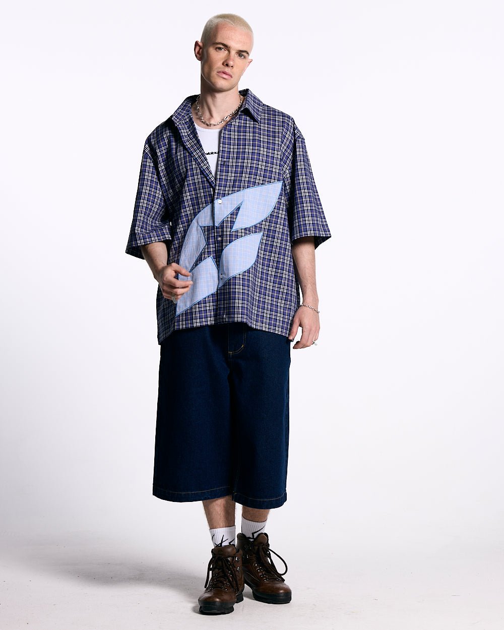 TARTAN C SHIRT DARK BLUE - COLD CULTURE