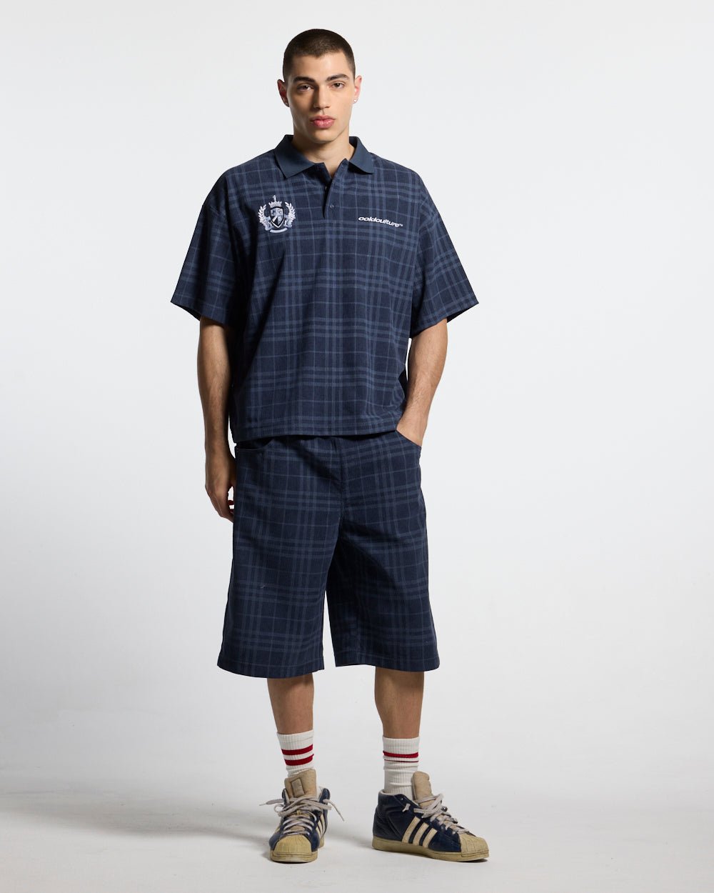 TARTAN CLUB SHORTS NAVY - Cold Culture #man