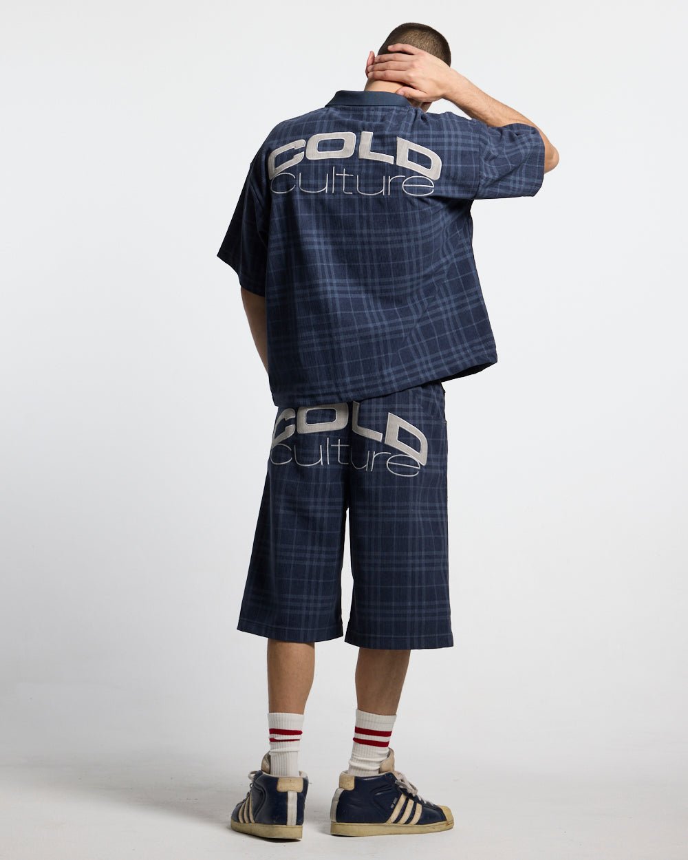 TARTAN CLUB SHORTS NAVY - Cold Culture #man