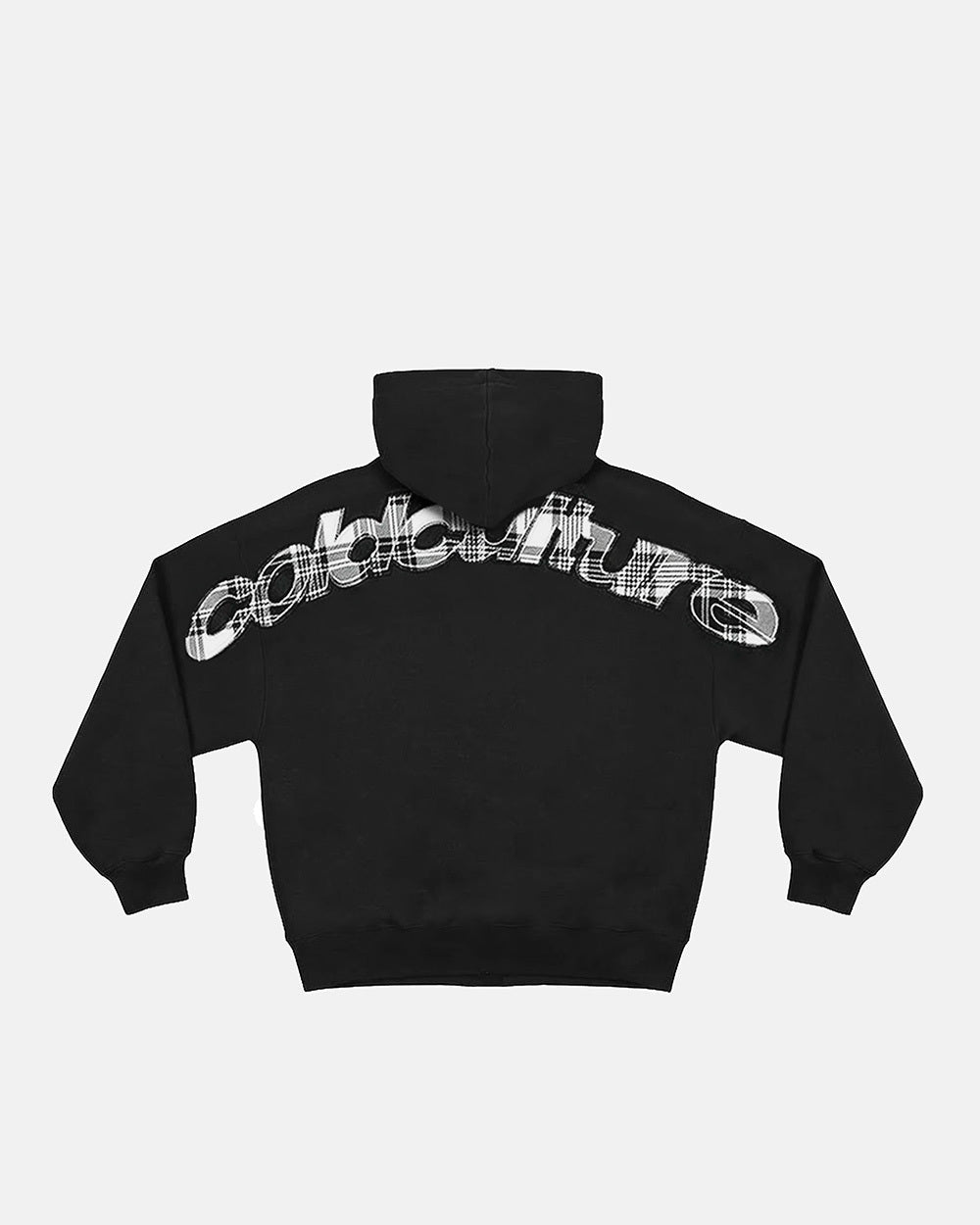 TARTAN CURVED HOODIE BLACK - Cold Culture