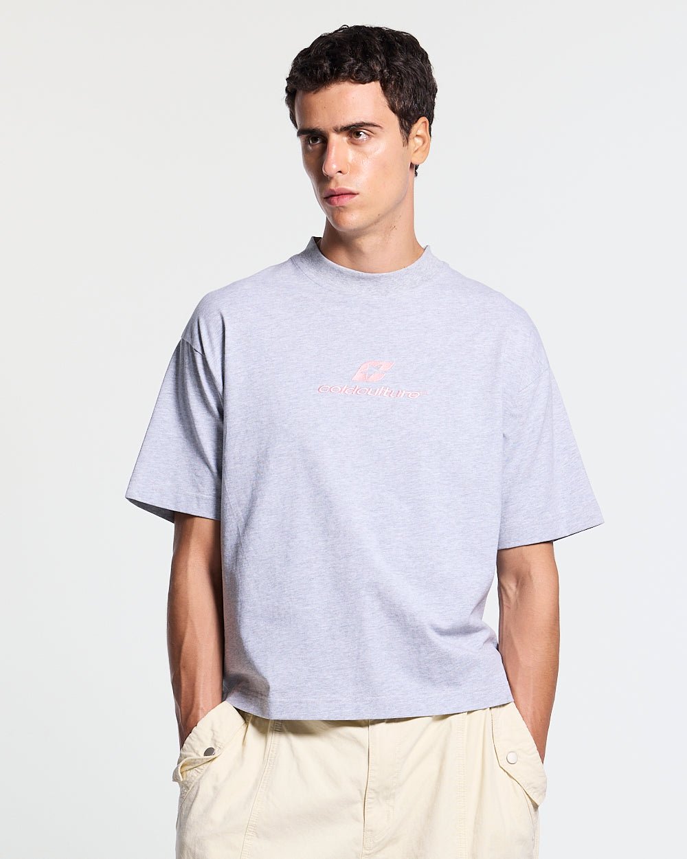 TARTAN DISTRESS CURVED TEE GREY - Cold Culture