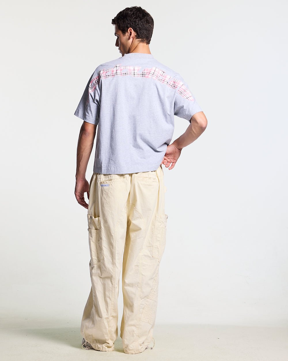 TARTAN DISTRESS CURVED TEE GREY - Cold Culture
