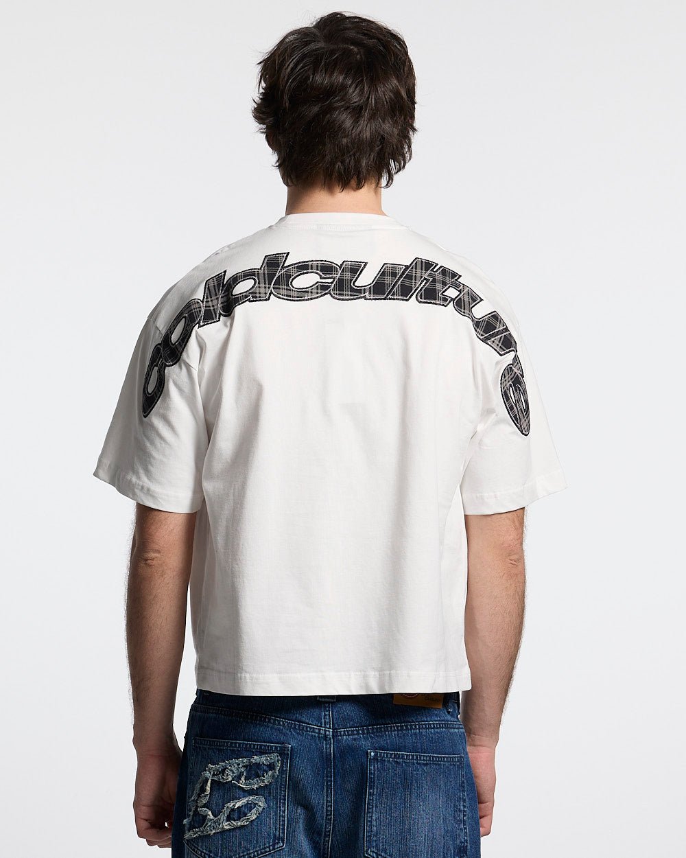 TARTAN DISTRESS CURVED TEE WHITE - Cold Culture