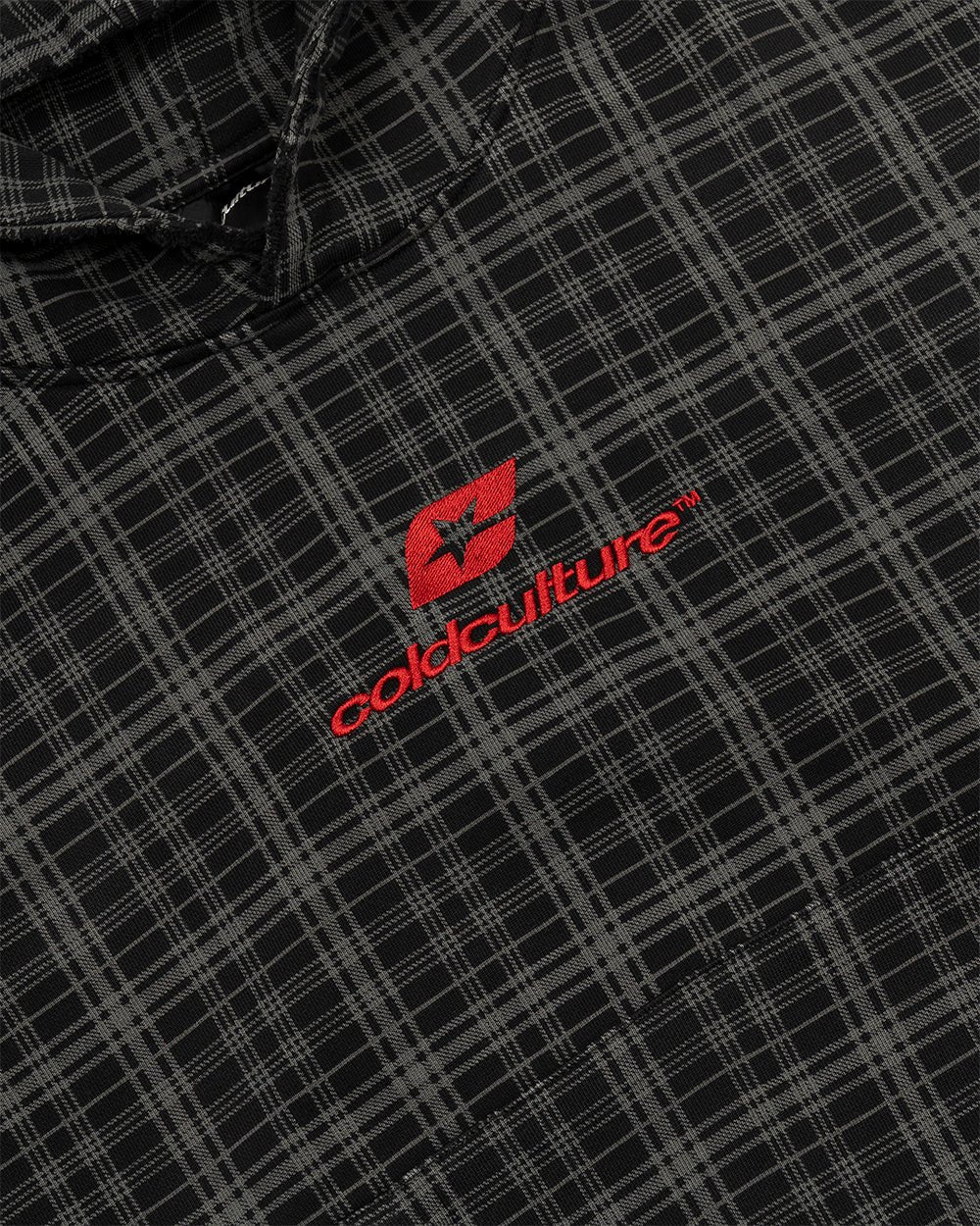 TARTAN HOODIE BLACK, GREY & RED - Cold Culture