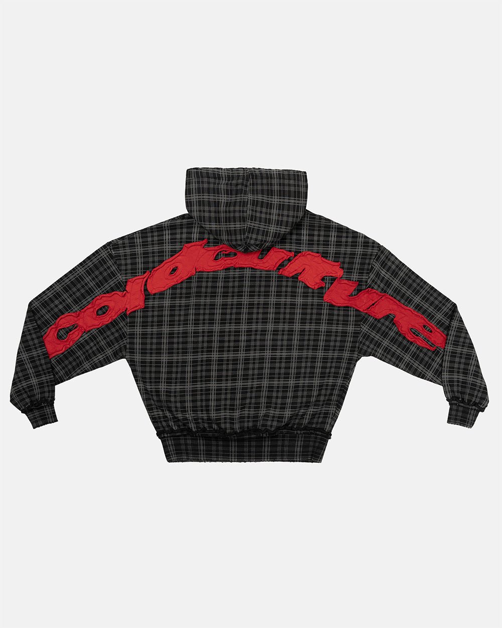 TARTAN HOODIE BLACK, GREY & RED - Cold Culture