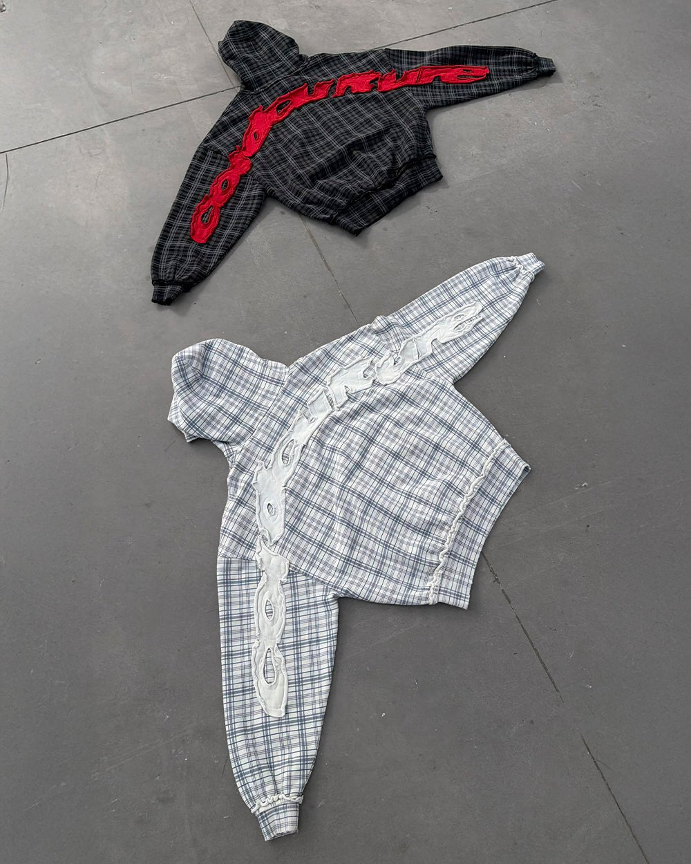 TARTAN HOODIE BLACK, GREY & RED - Cold Culture