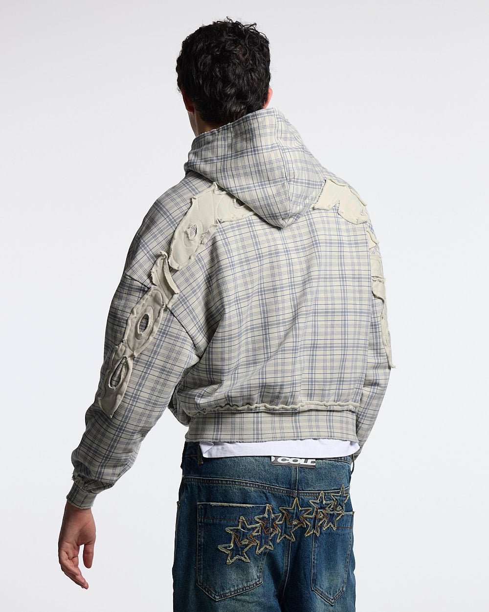TARTAN HOODIE WHITE & MIX OF BLUES - Cold Culture