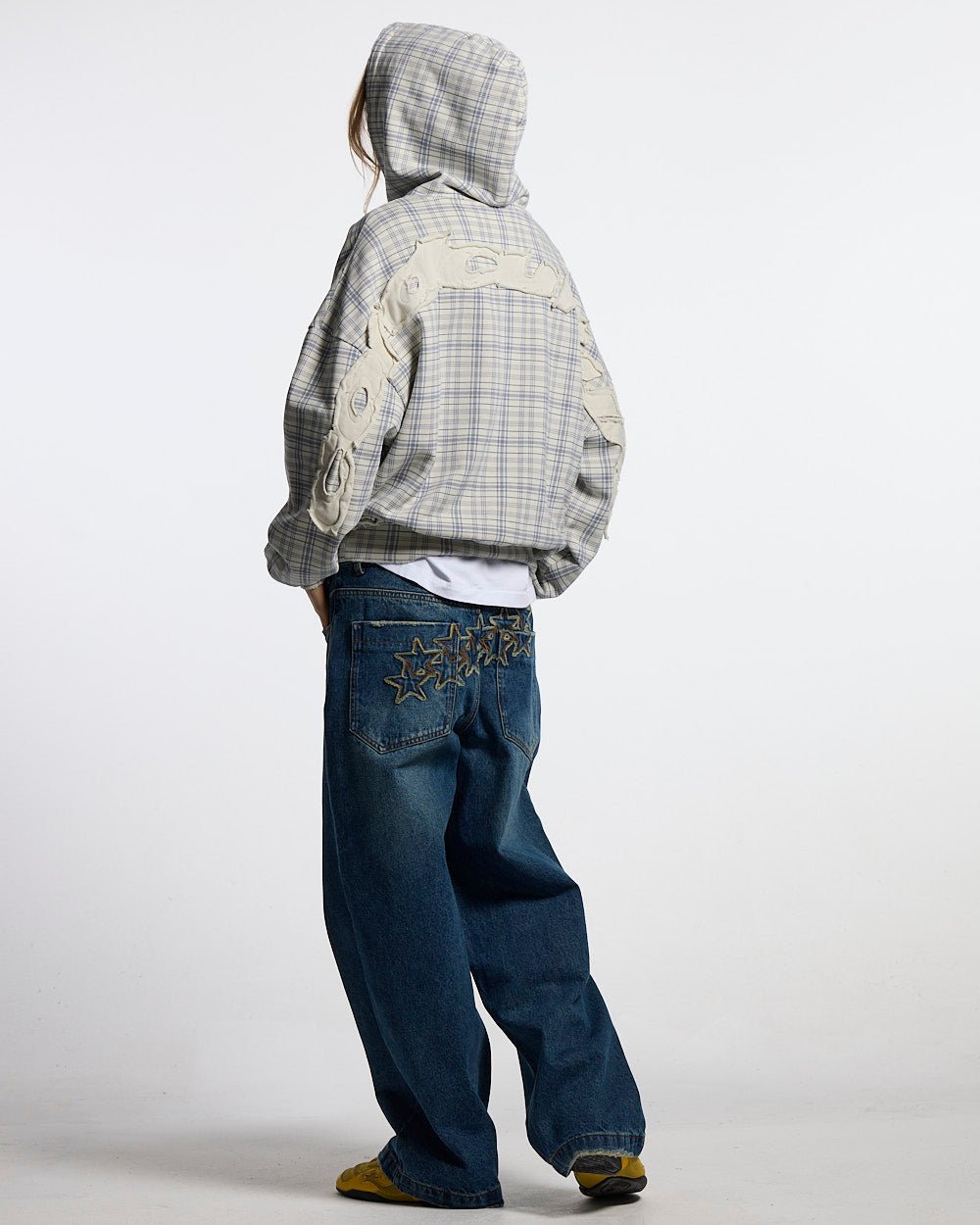 TARTAN HOODIE WHITE & MIX OF BLUES - Cold Culture