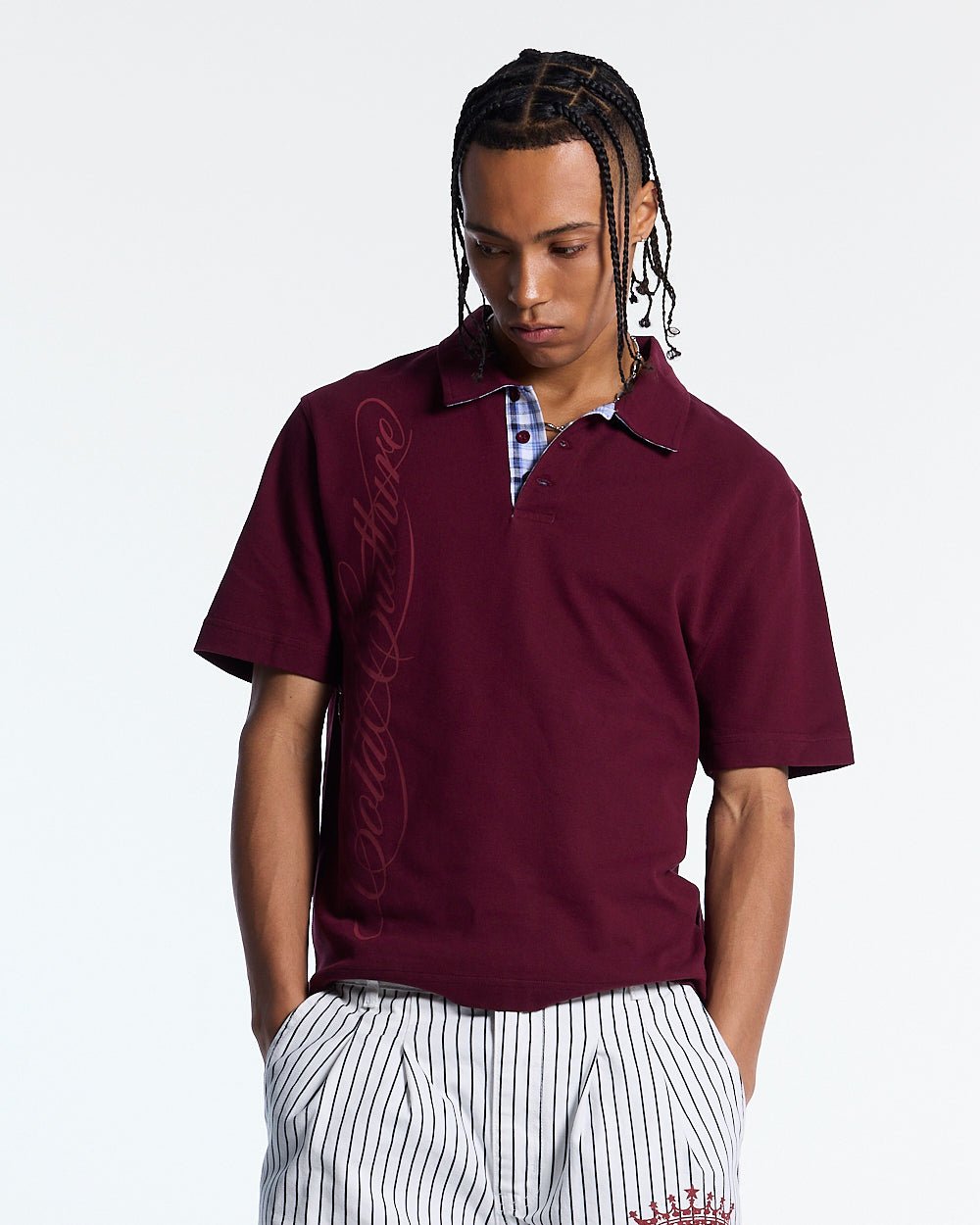 TARTAN SCRIPT POLO RED - Cold Culture