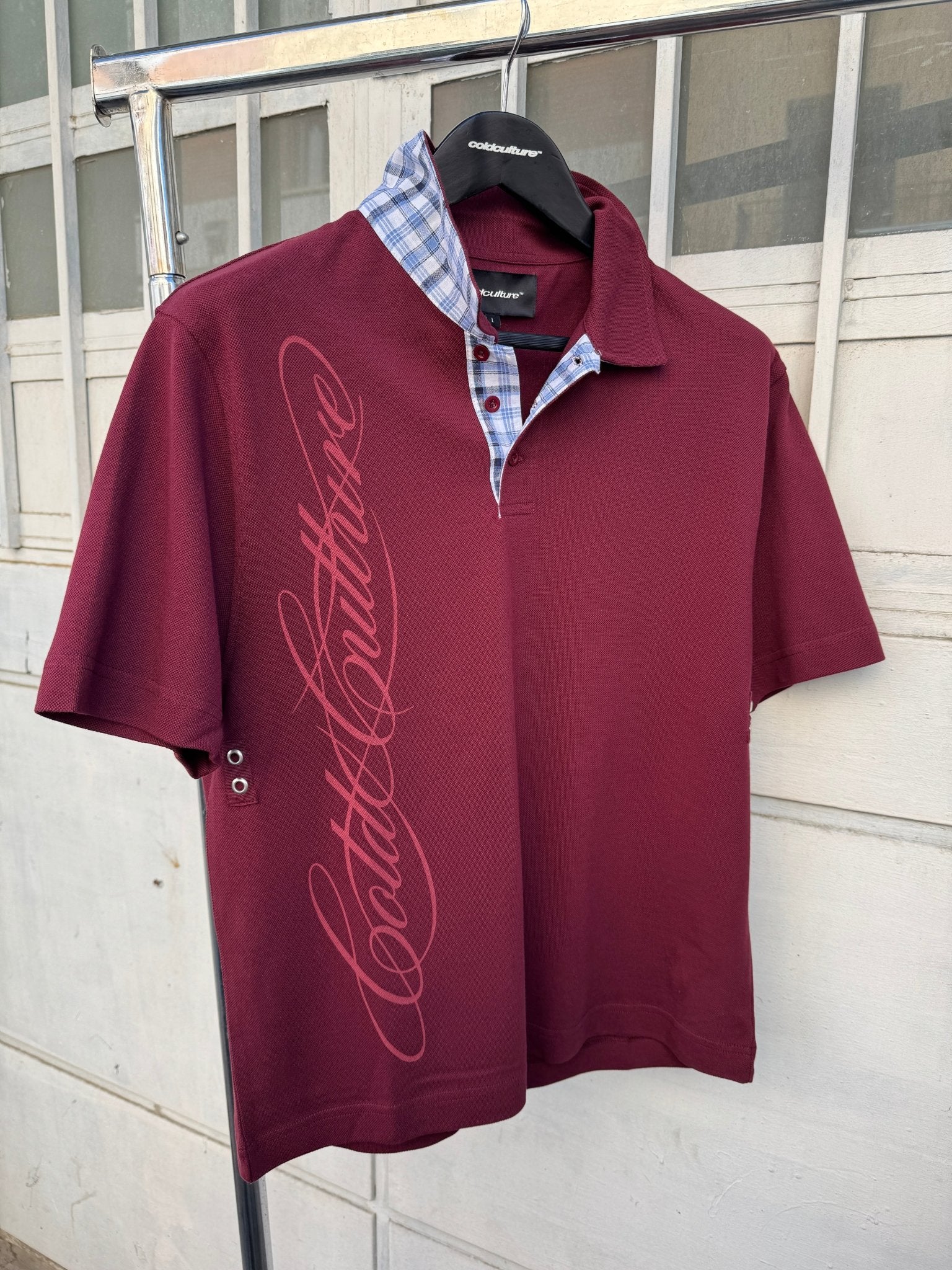 TARTAN SCRIPT POLO RED - Cold Culture