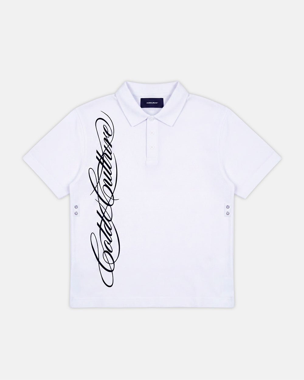 TARTAN SCRIPT POLO WHITE - Cold Culture