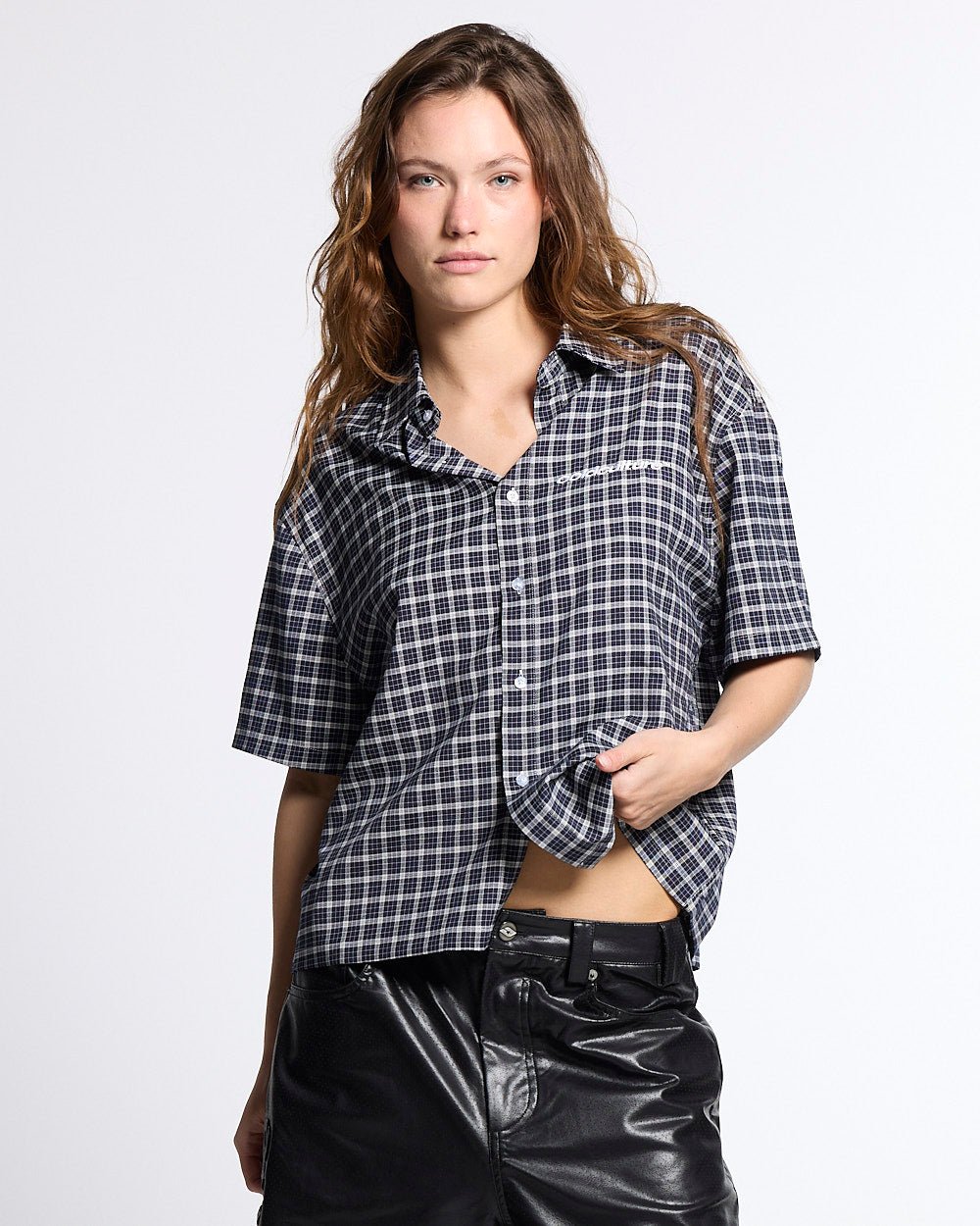 TARTAN SCRIPT SHIRT BLACK - Cold Culture