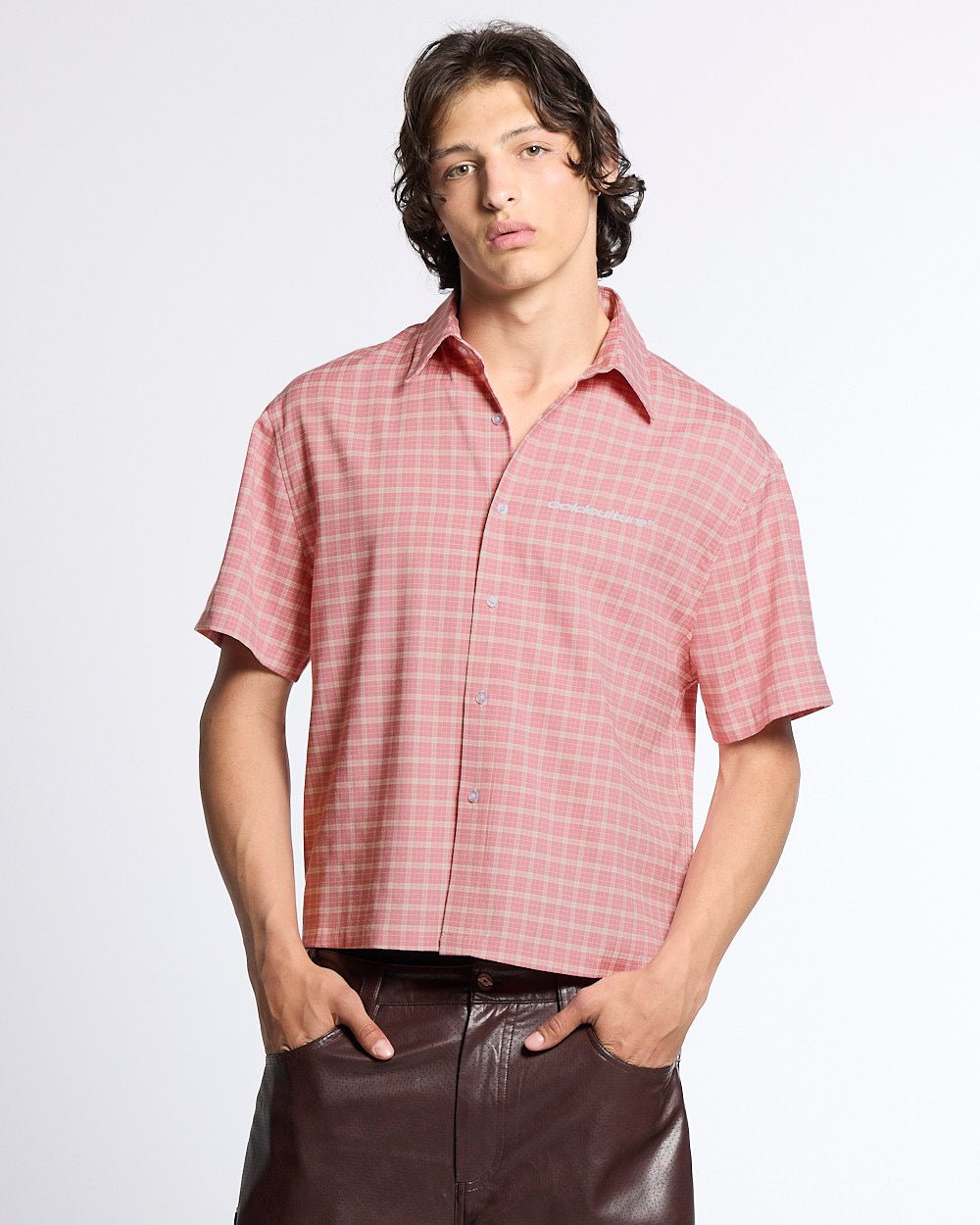 TARTAN SCRIPT SHIRT PINK - Cold Culture