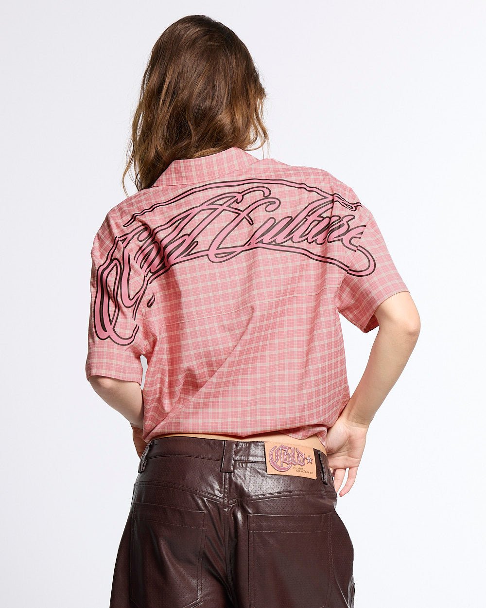 TARTAN SCRIPT SHIRT PINK - Cold Culture