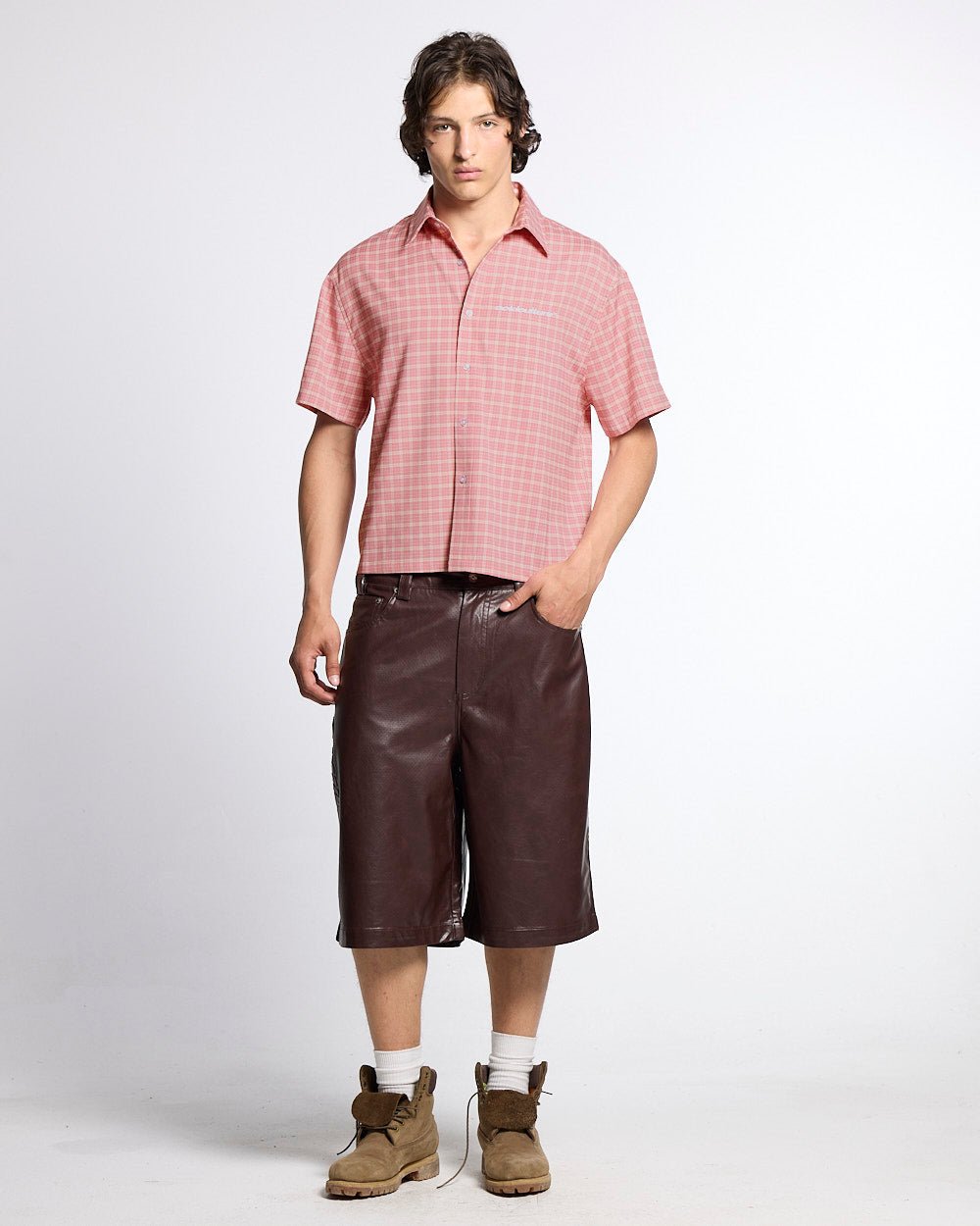 TARTAN SCRIPT SHIRT PINK - Cold Culture